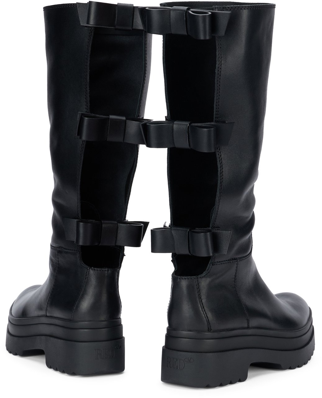 Valentino High black boot with opening at the back from a refined design. Zwart