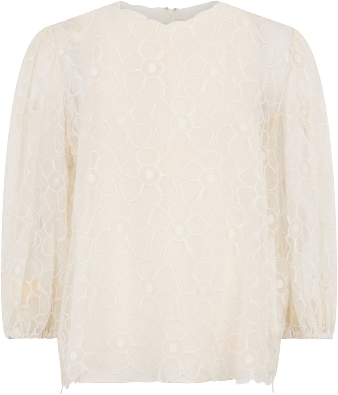 Valentino White cream blouse with long sleeves. Neutraal