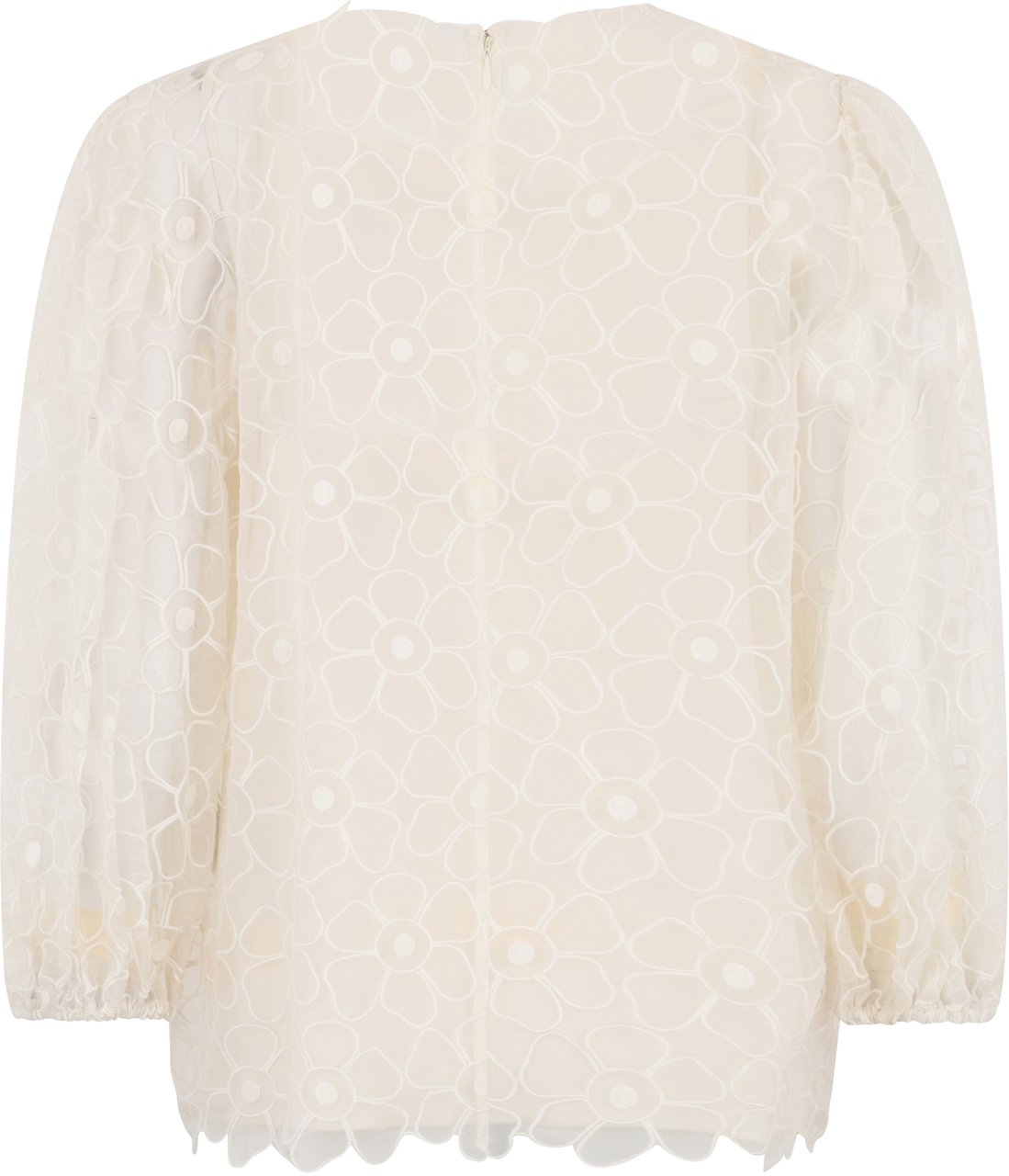 Valentino White cream blouse with long sleeves. Neutraal