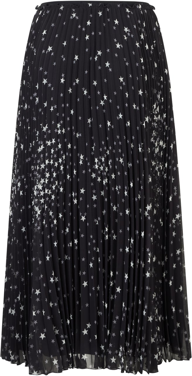 Valentino Long black pleated skirt with contrasting print. Zwart
