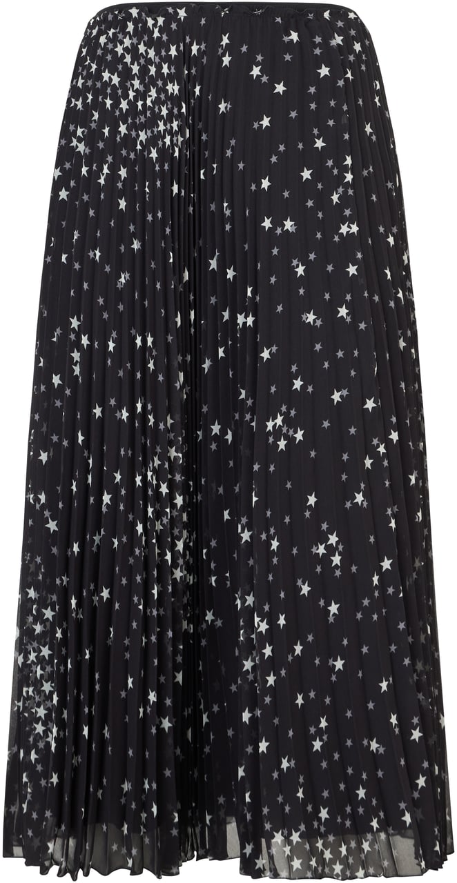 Valentino Long black pleated skirt with contrasting print. Zwart