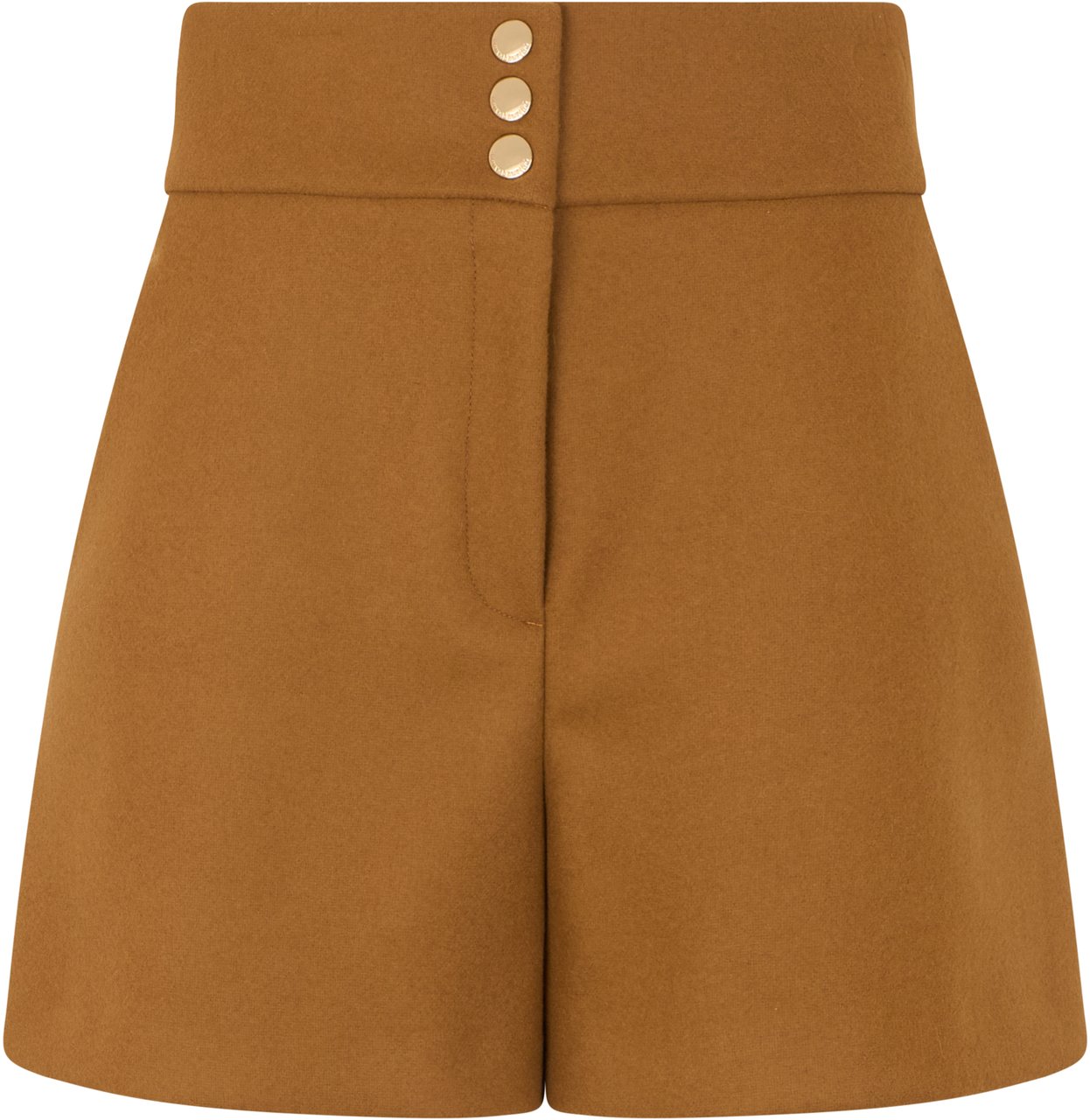 Valentino Elegant camel-colored shorts with a high waistband and gold buttons. Neutraal