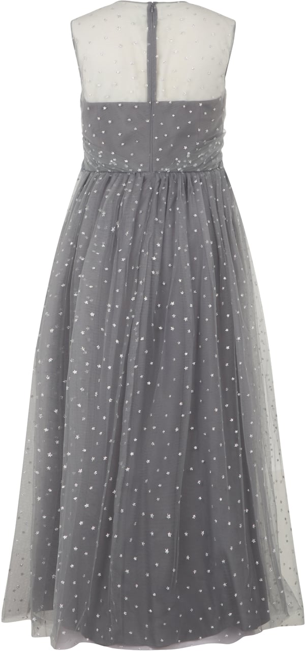Valentino Elegant long gray dress with heart-shaped transparent neckline. Grijs