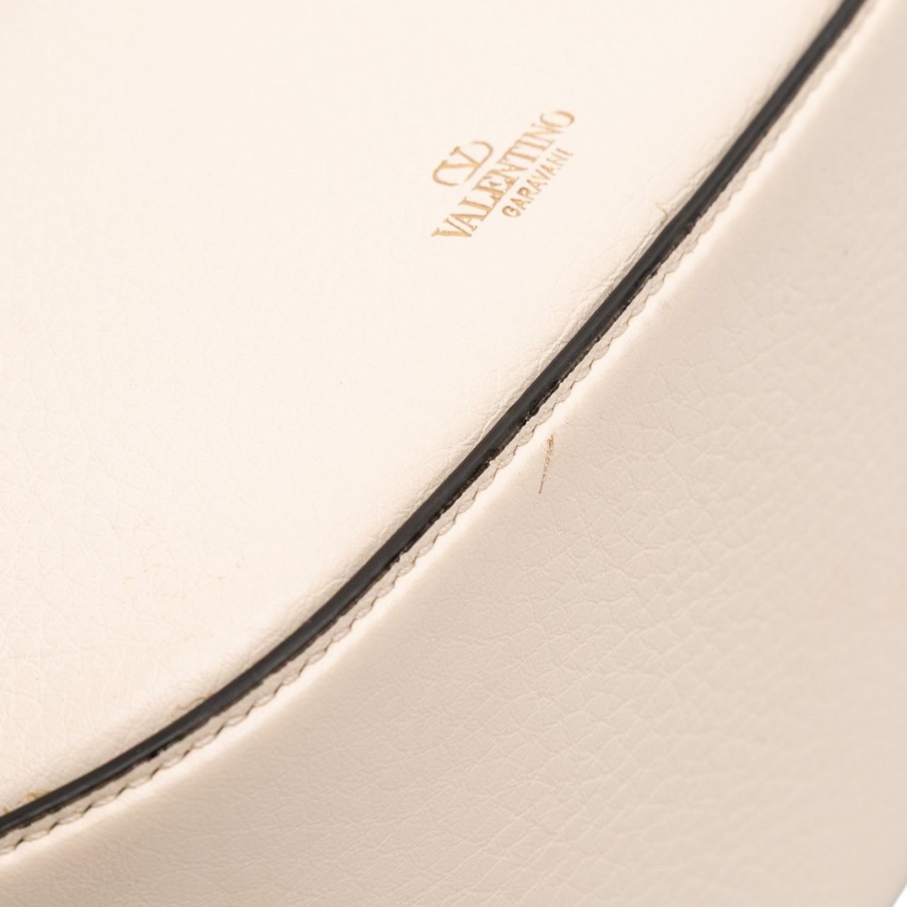 Valentino Small Grainy Calfskin VLogo Moon Hobo Wit