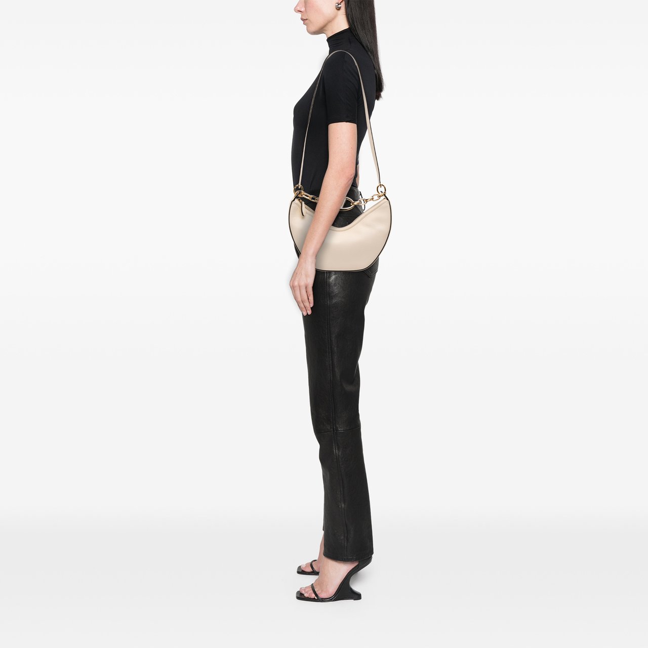 Valentino Small Grainy Calfskin VLogo Moon Hobo Wit