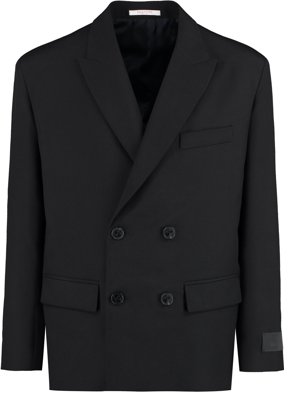 Valentino Double-breasted wool blazer Zwart