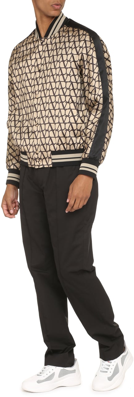 Valentino Printed bomber jacket Beige