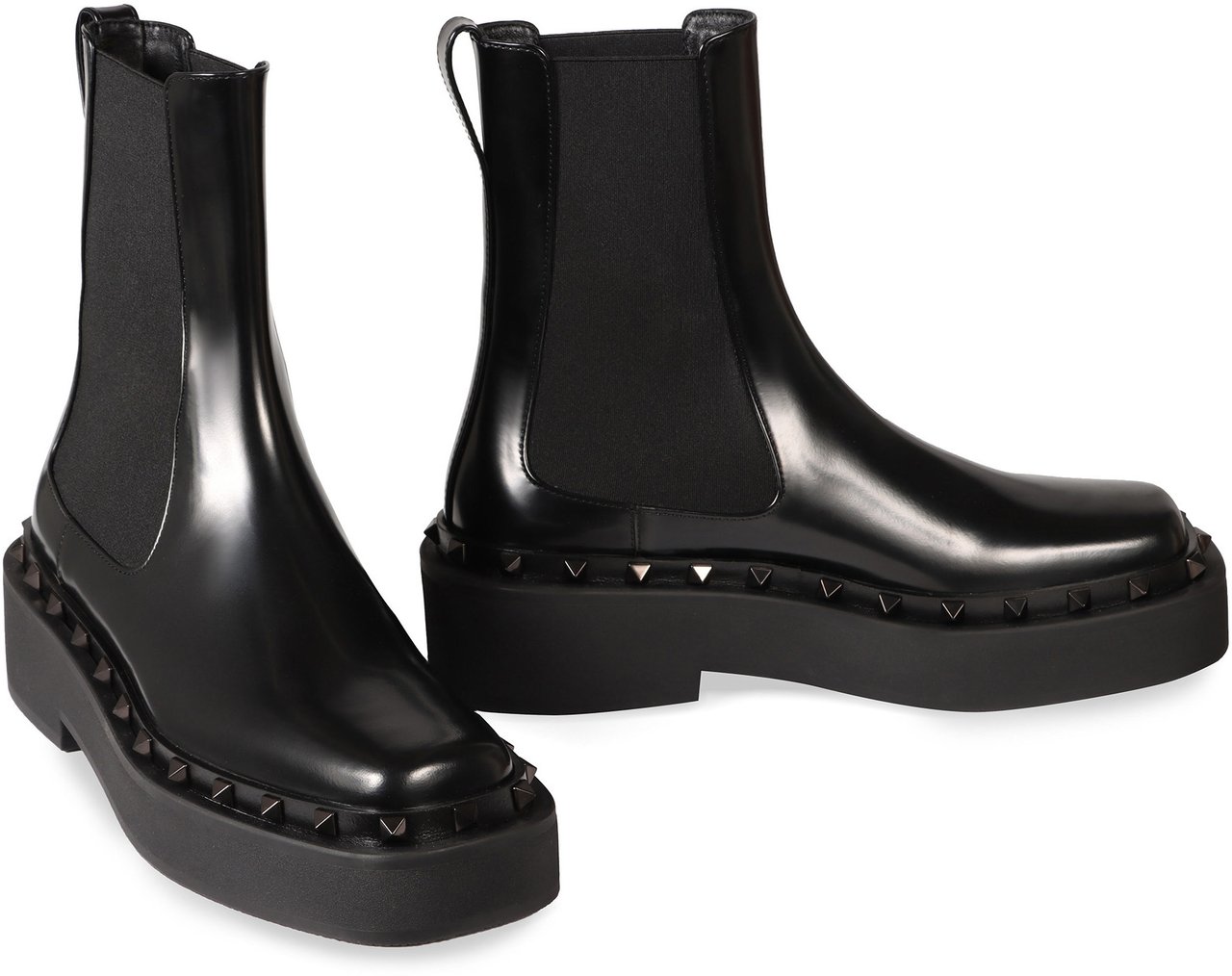 Valentino Rockstud M-Way leather chelsea boots Zwart