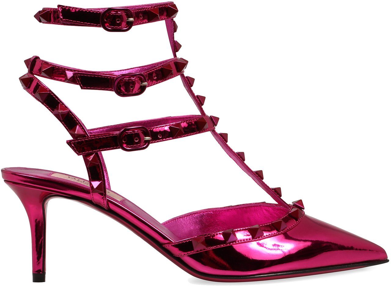 Valentino Rockstud patent leather slingback Roze