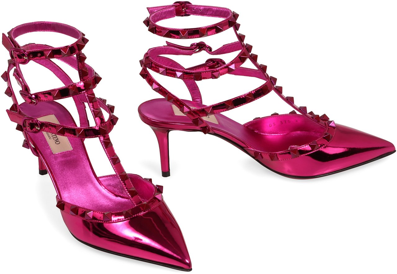 Valentino Rockstud patent leather slingback Roze