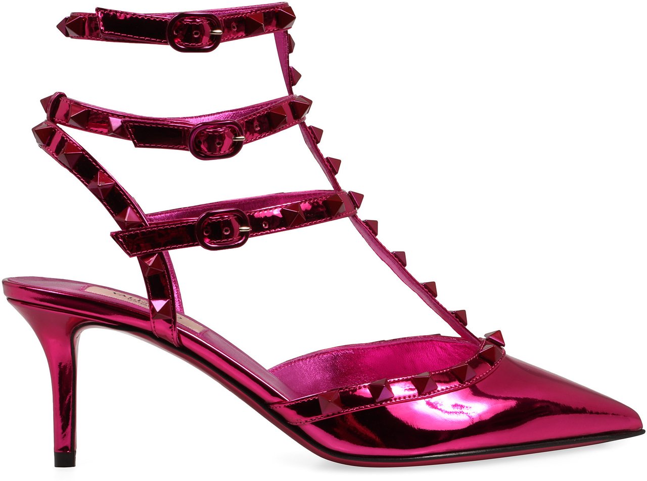 Valentino Rockstud patent leather slingback Roze