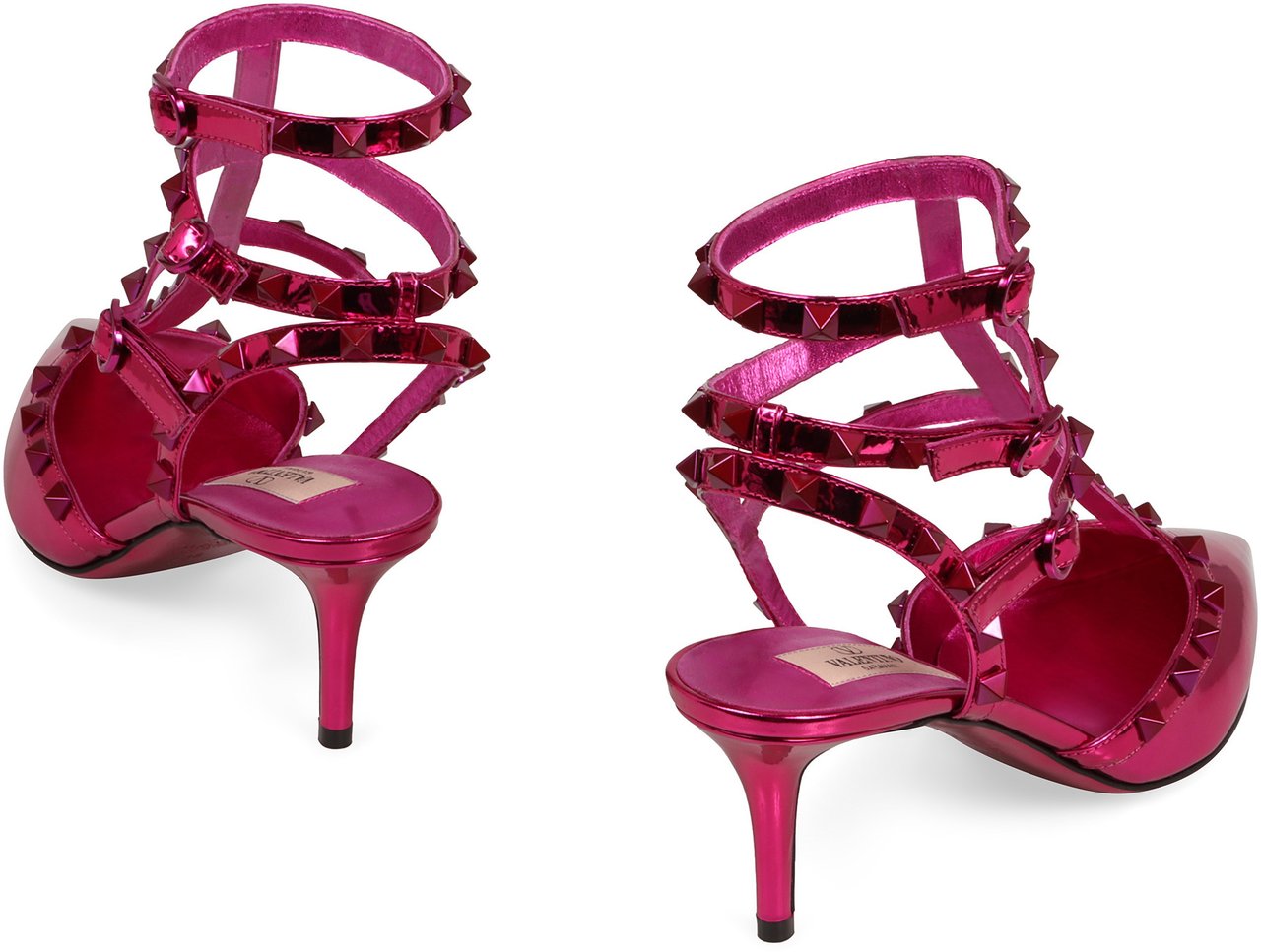 Valentino Rockstud patent leather slingback Roze