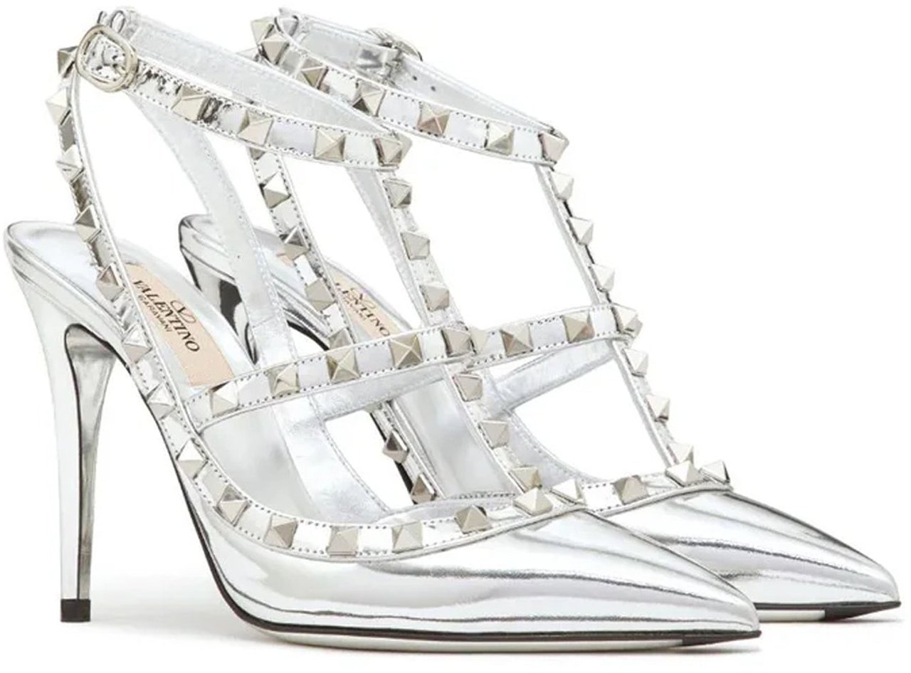 Valentino Valentino Garavani Rockstud Leather Pumps Zilver