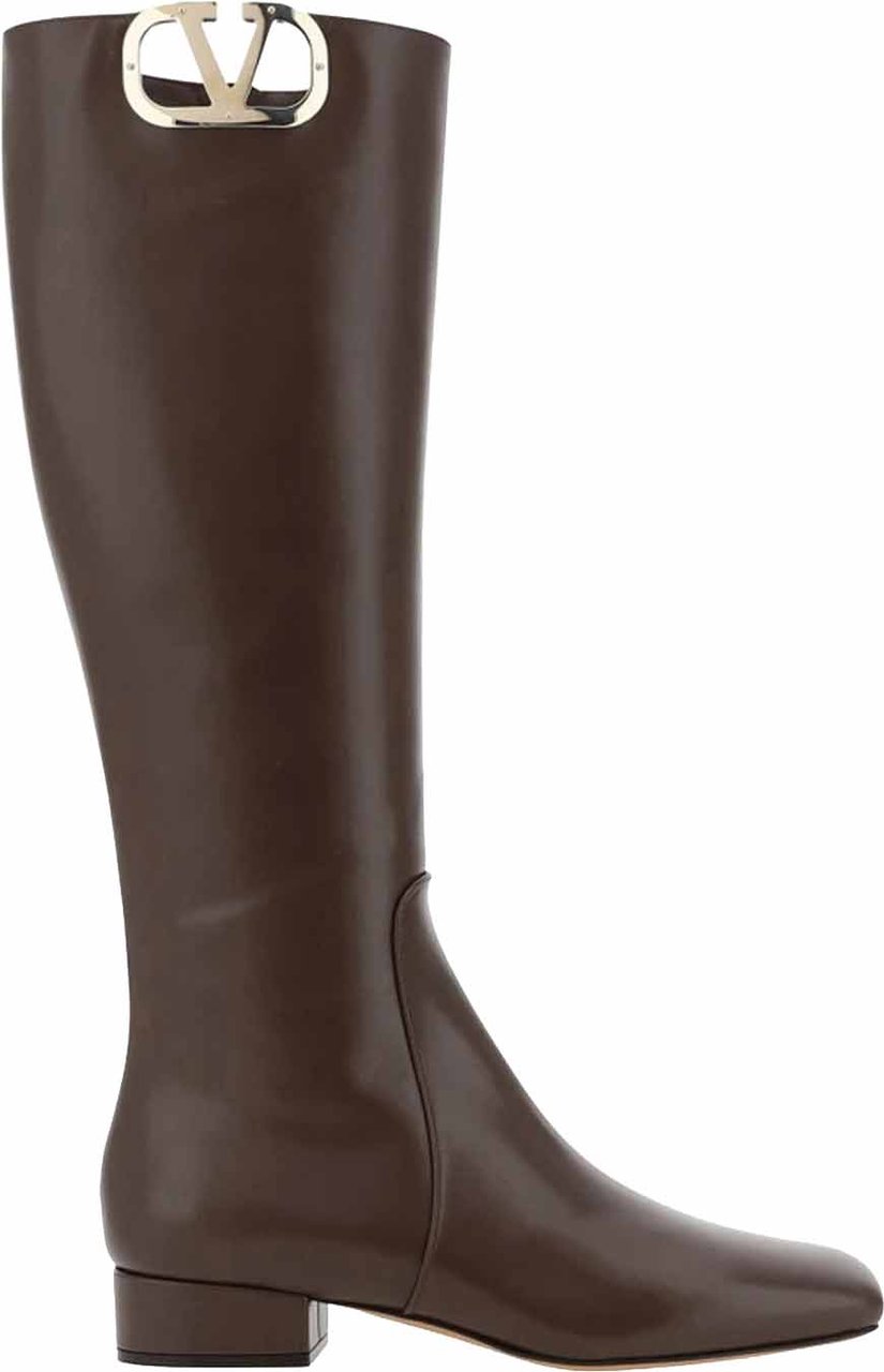 Valentino Valentino Garavani Leather Logo Boots Bruin
