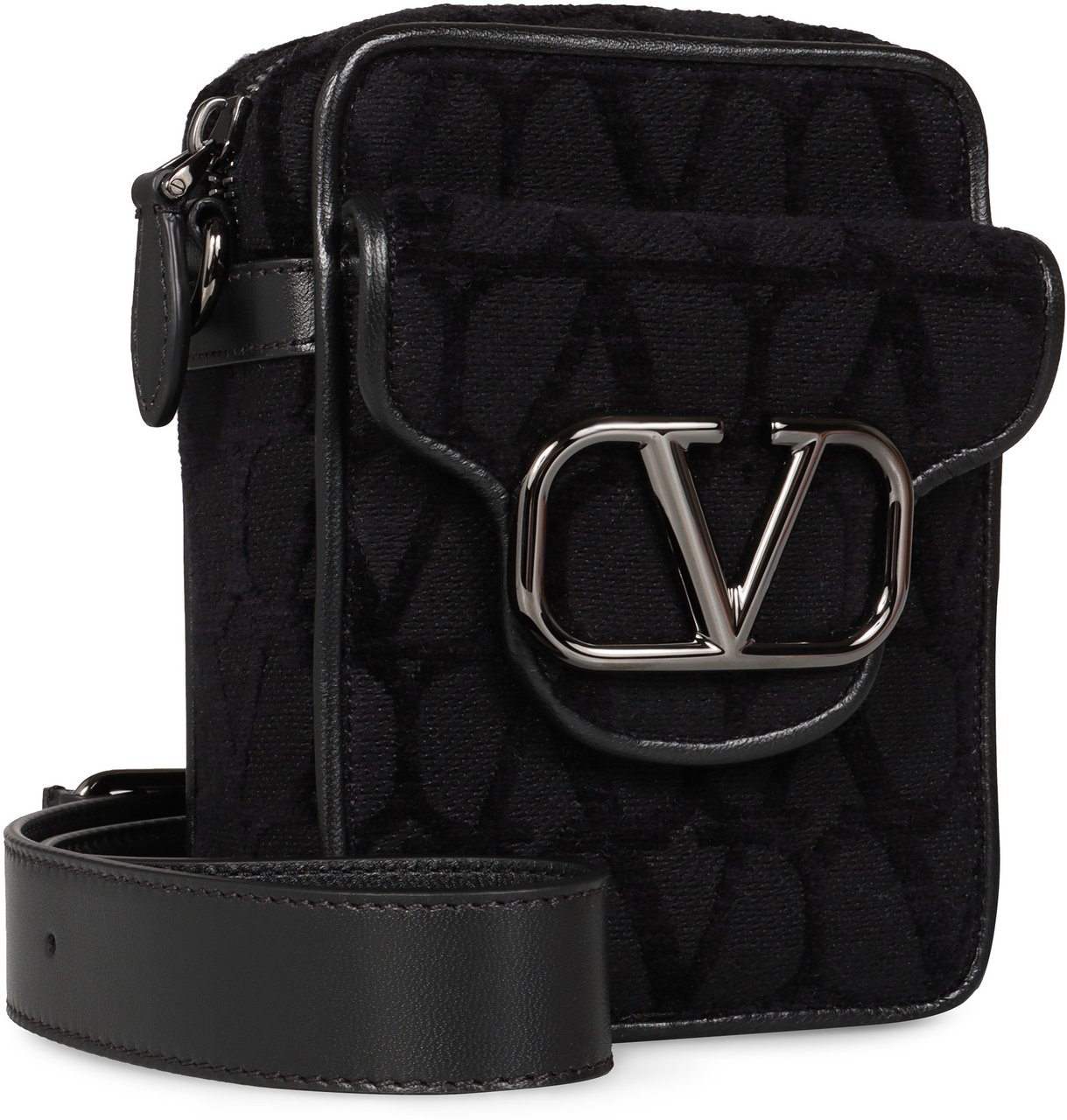 Valentino Locò messenger bag with logo Zwart