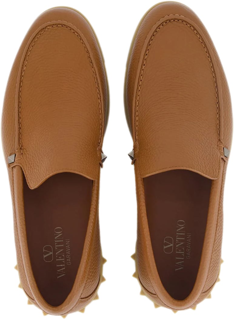 Valentino Rockstud Slip On Loafers Bruin