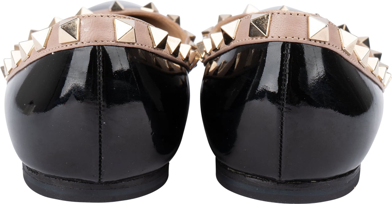 Valentino Valentino Black Patent Leather Rockstud Spikes Ballerinas (36,5) Zwart