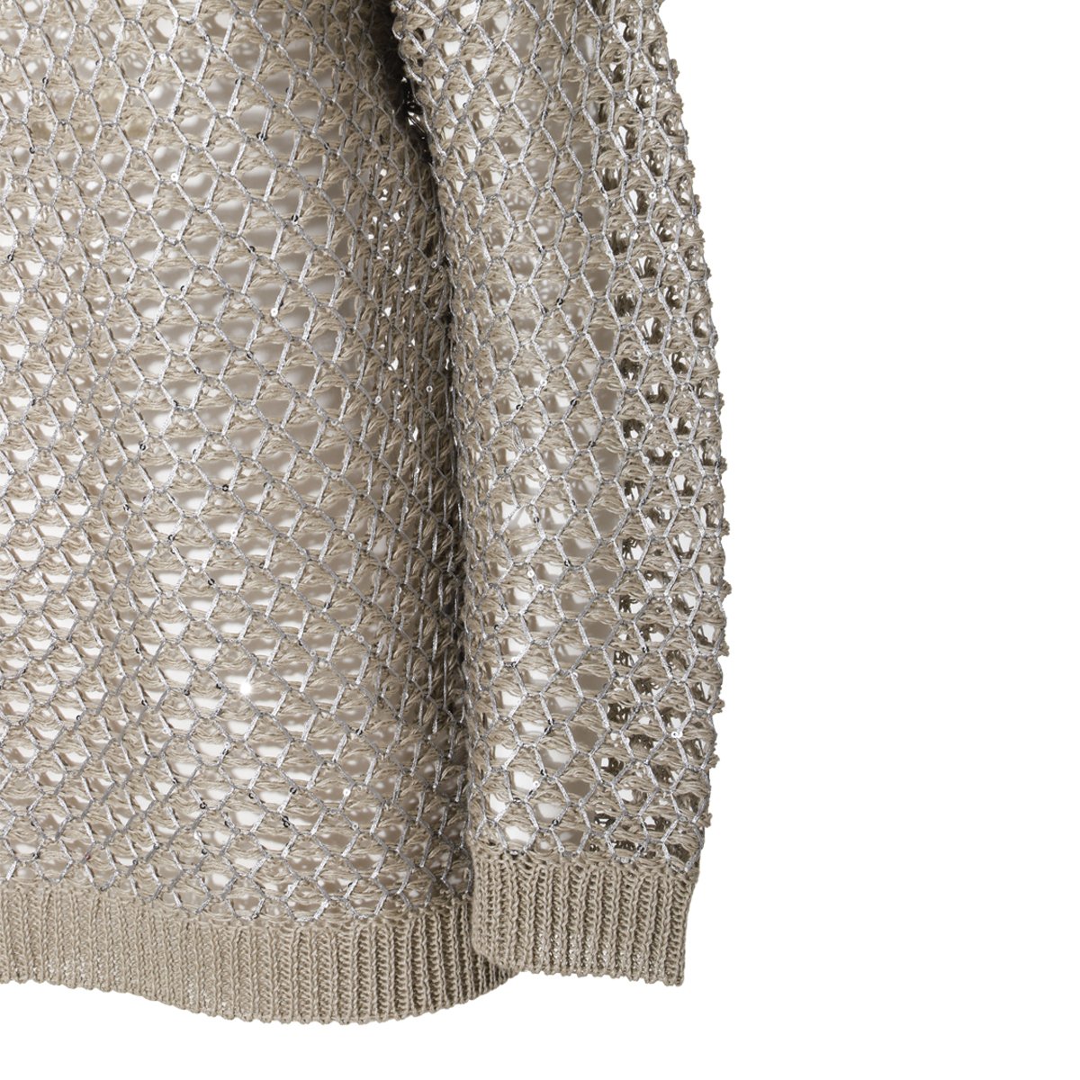 Valentino Ecru Linen Knitwear Sweater With Textured Open-Weave Design Grijs