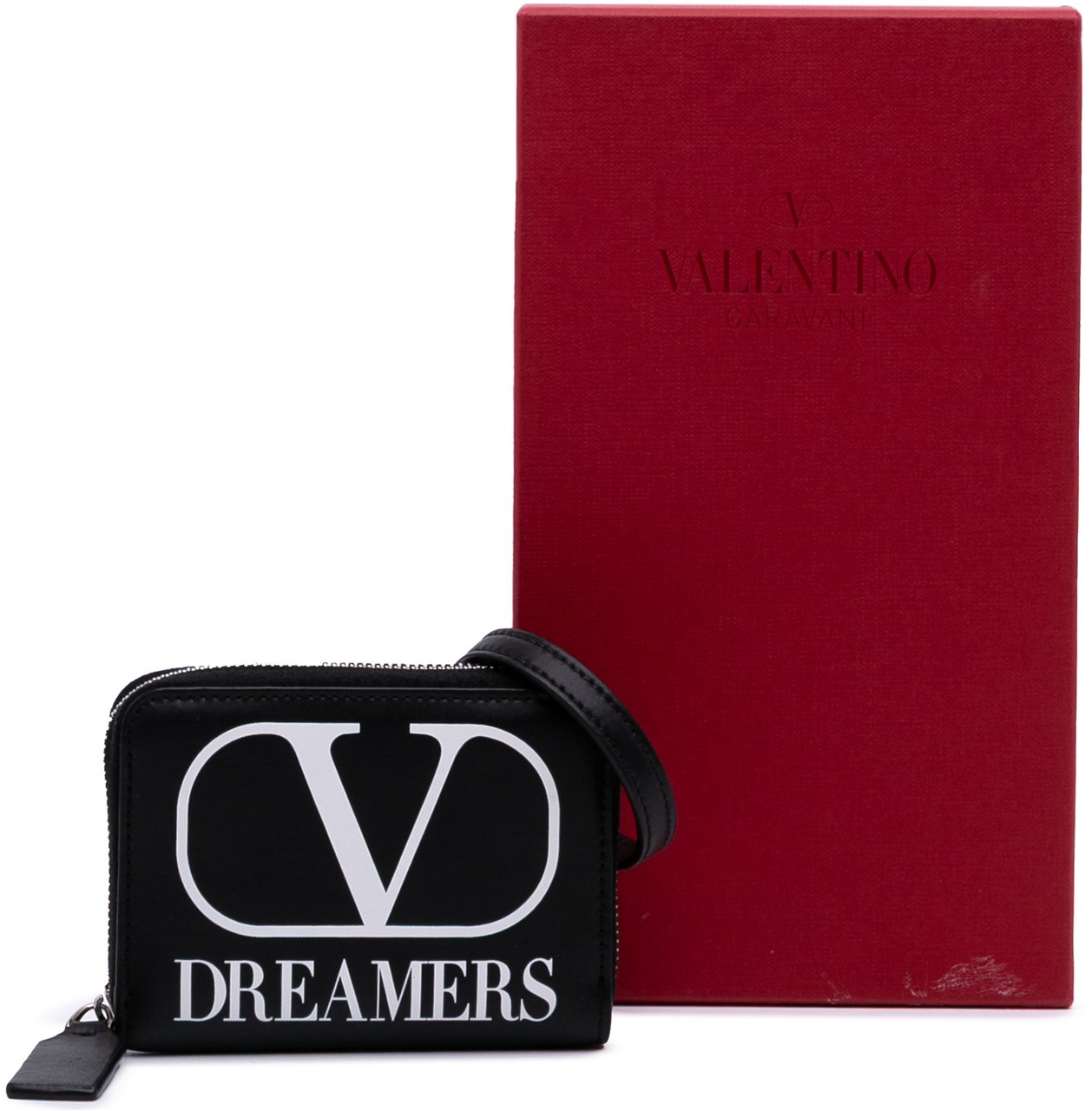 Valentino Leather VLogo Dreamers Neck Wallet Zwart