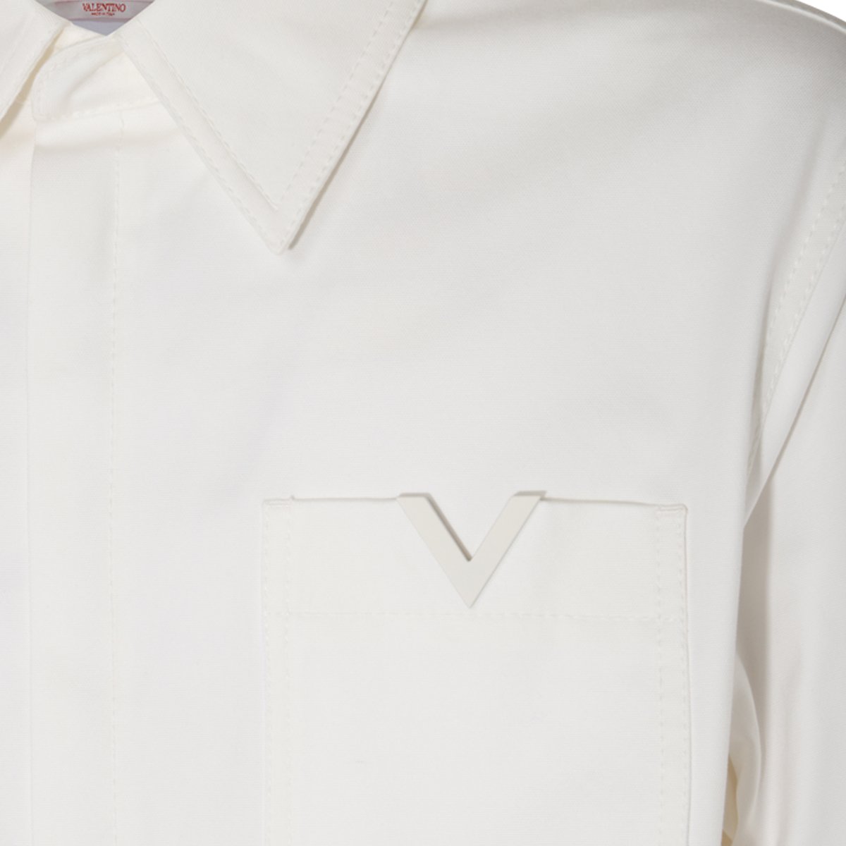Valentino White Cotton Blend Shirt Jacket Wit