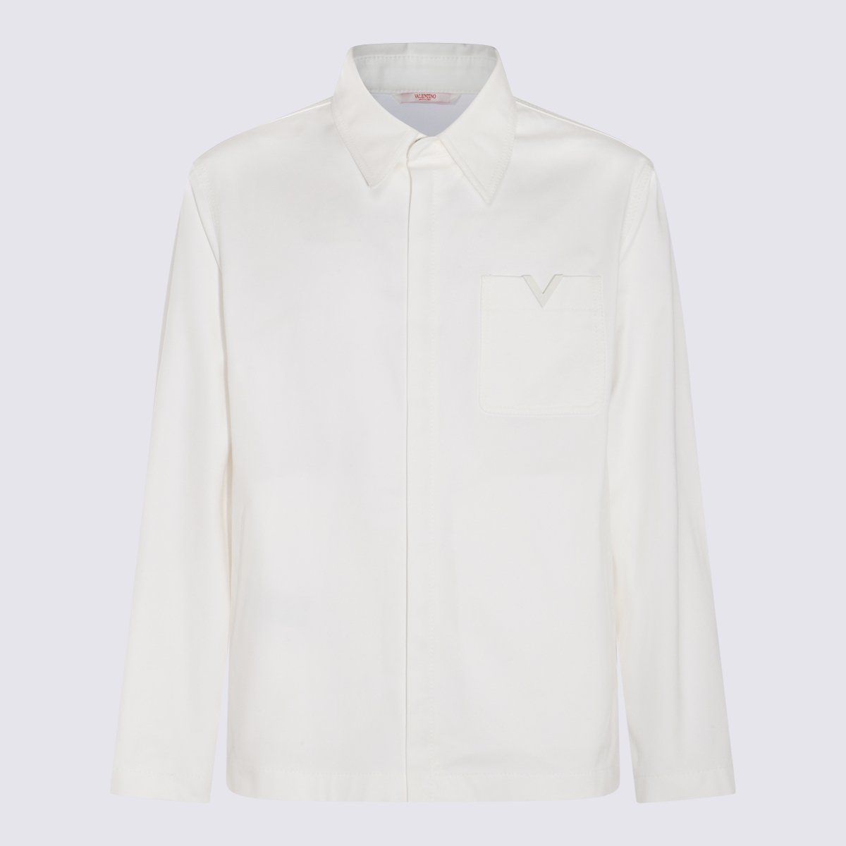 Valentino White Cotton Blend Shirt Jacket Wit