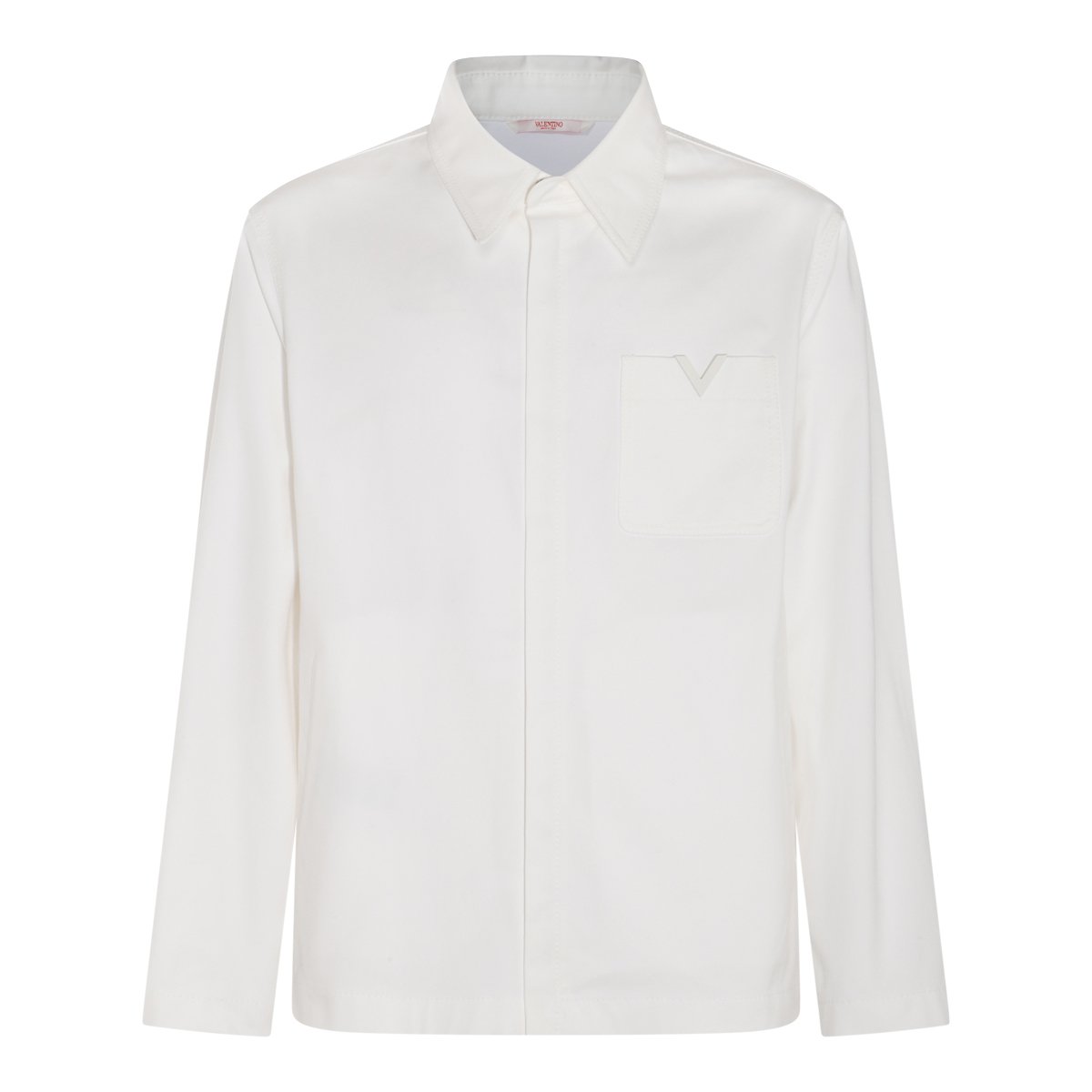 Valentino White Cotton Blend Shirt Jacket Wit