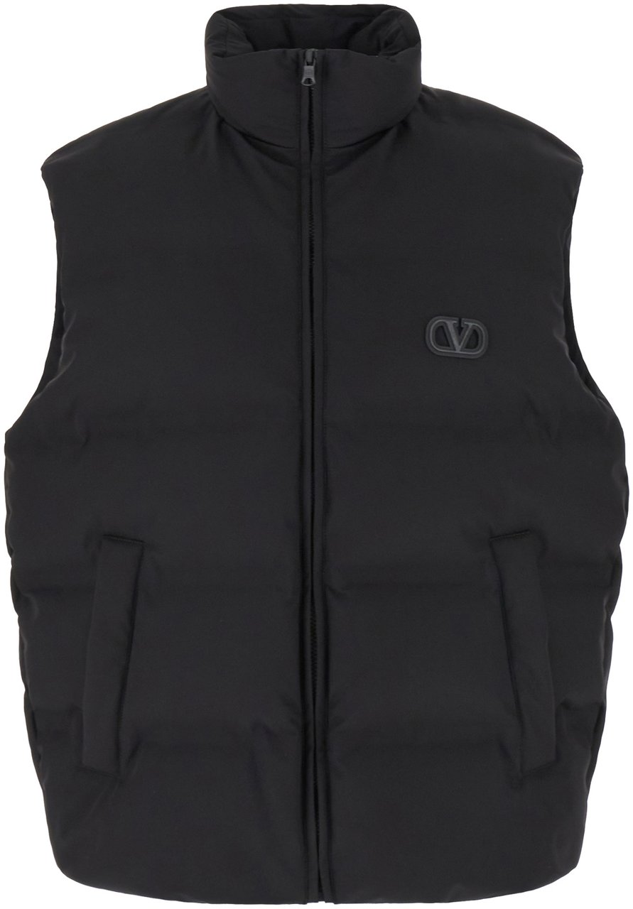 Valentino Valentino Black stretch nylon blend sleeveless padded jacket Zwart