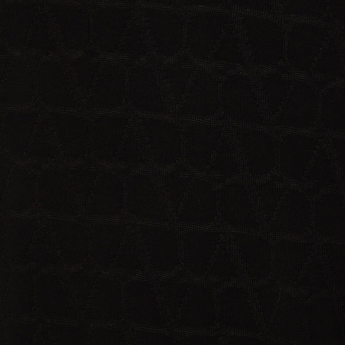 Valentino Textured Black Wool Jumper With Ribbed Detail Zwart