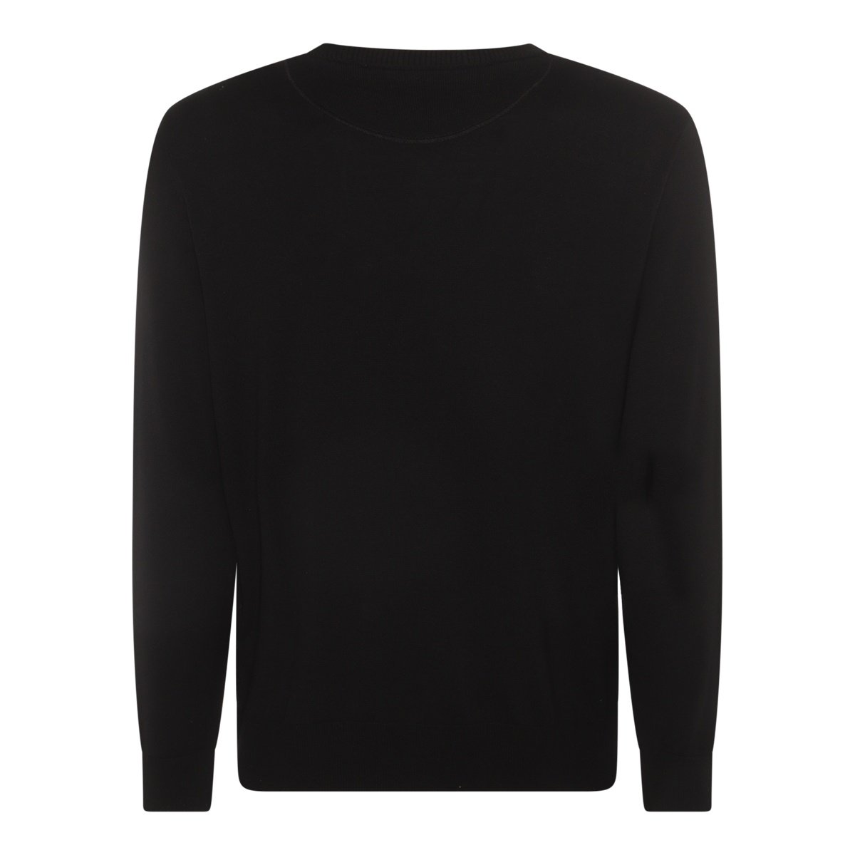 Valentino Textured Black Wool Jumper With Ribbed Detail Zwart