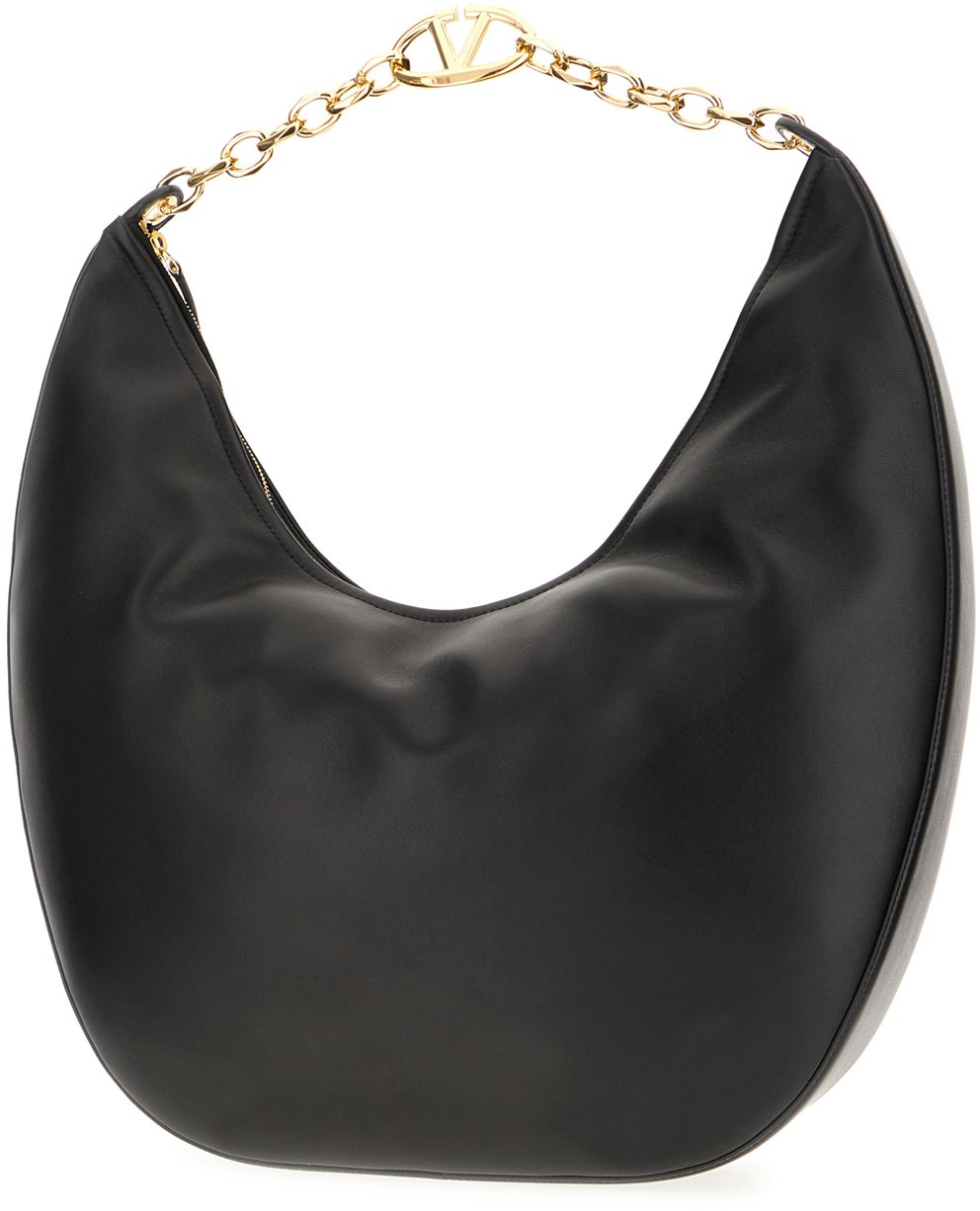 Valentino Valentino Black nappa leather VLogo Moon handbag Zwart