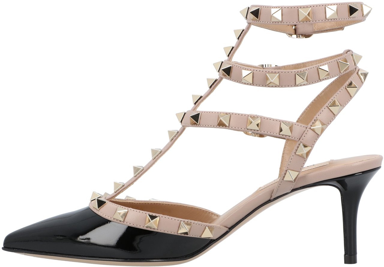 Valentino Rockstud Pumps With Gold-Tone Studded Strap Roze