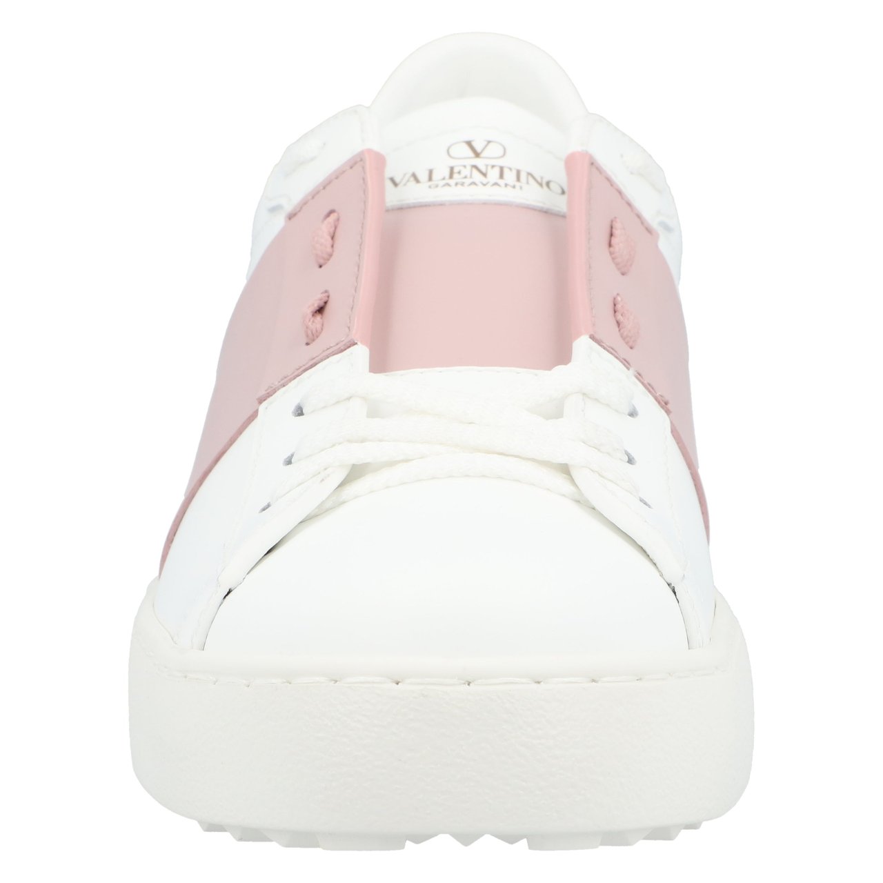 Valentino Calfskin Sneakers With Contrasting Band And Rubber Studs Neutraal