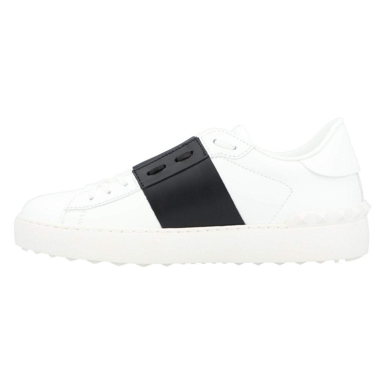 Valentino Calfskin Sneakers With Contrasting Bands And Rubber Studs Wit