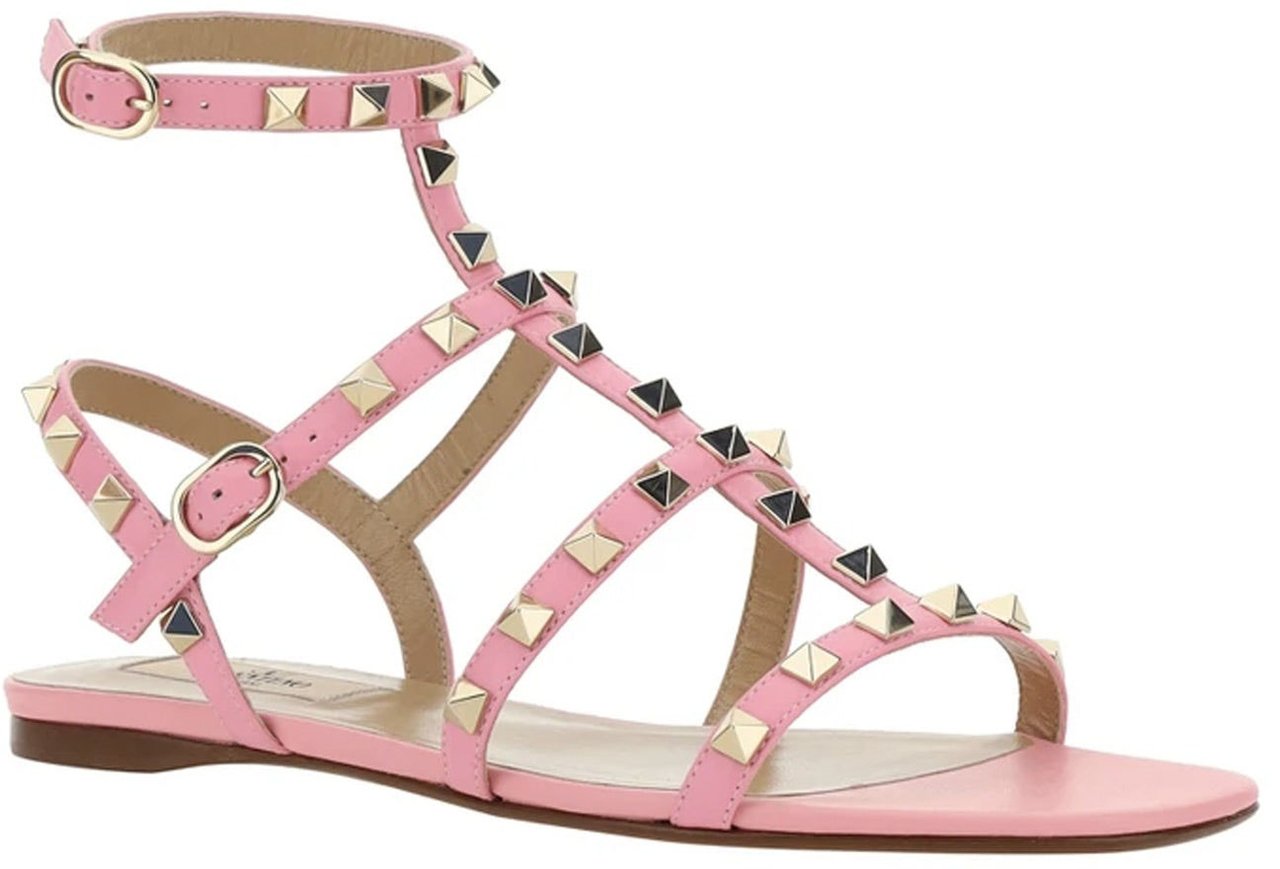 Valentino Valentino Garavani Rockstud Leather Sandals Roze