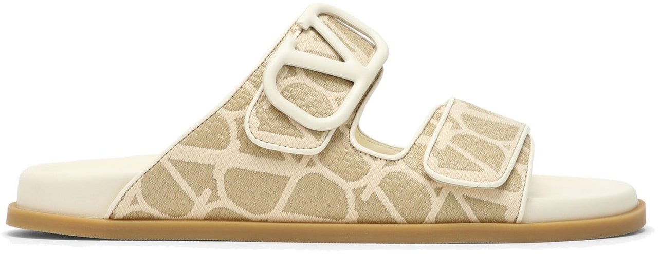Valentino Valentino Garavani Toile Iconographe Flat Sandals Beige
