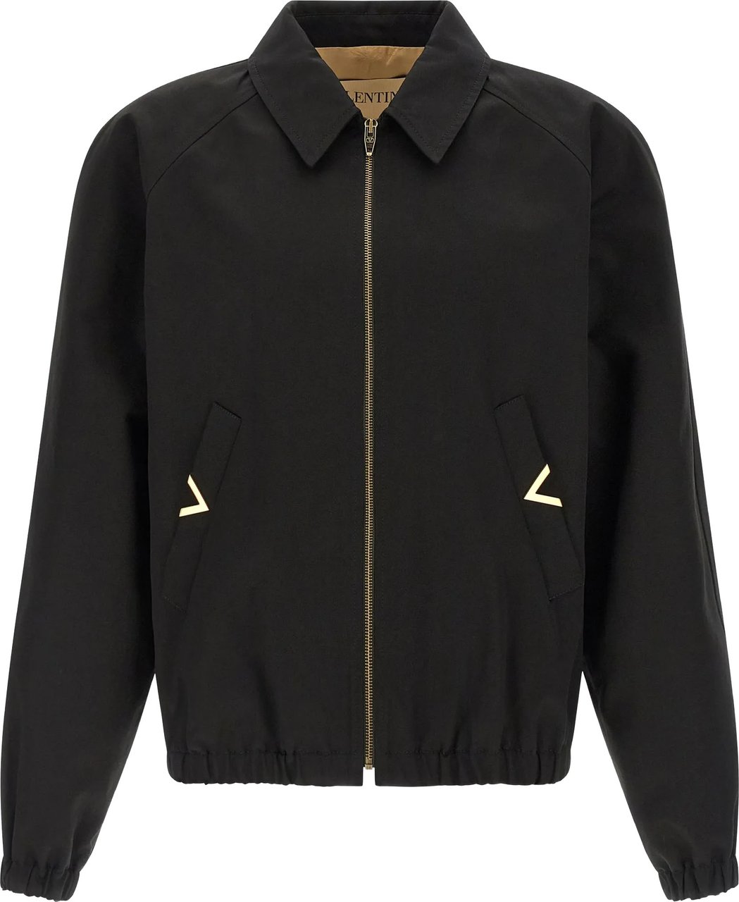 Valentino Black Vgold Cropped Cotton Jacket Zwart
