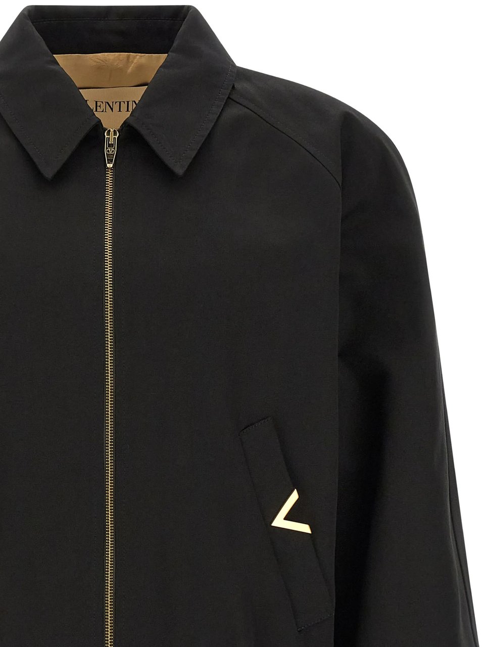 Valentino Black Vgold Cropped Cotton Jacket Zwart