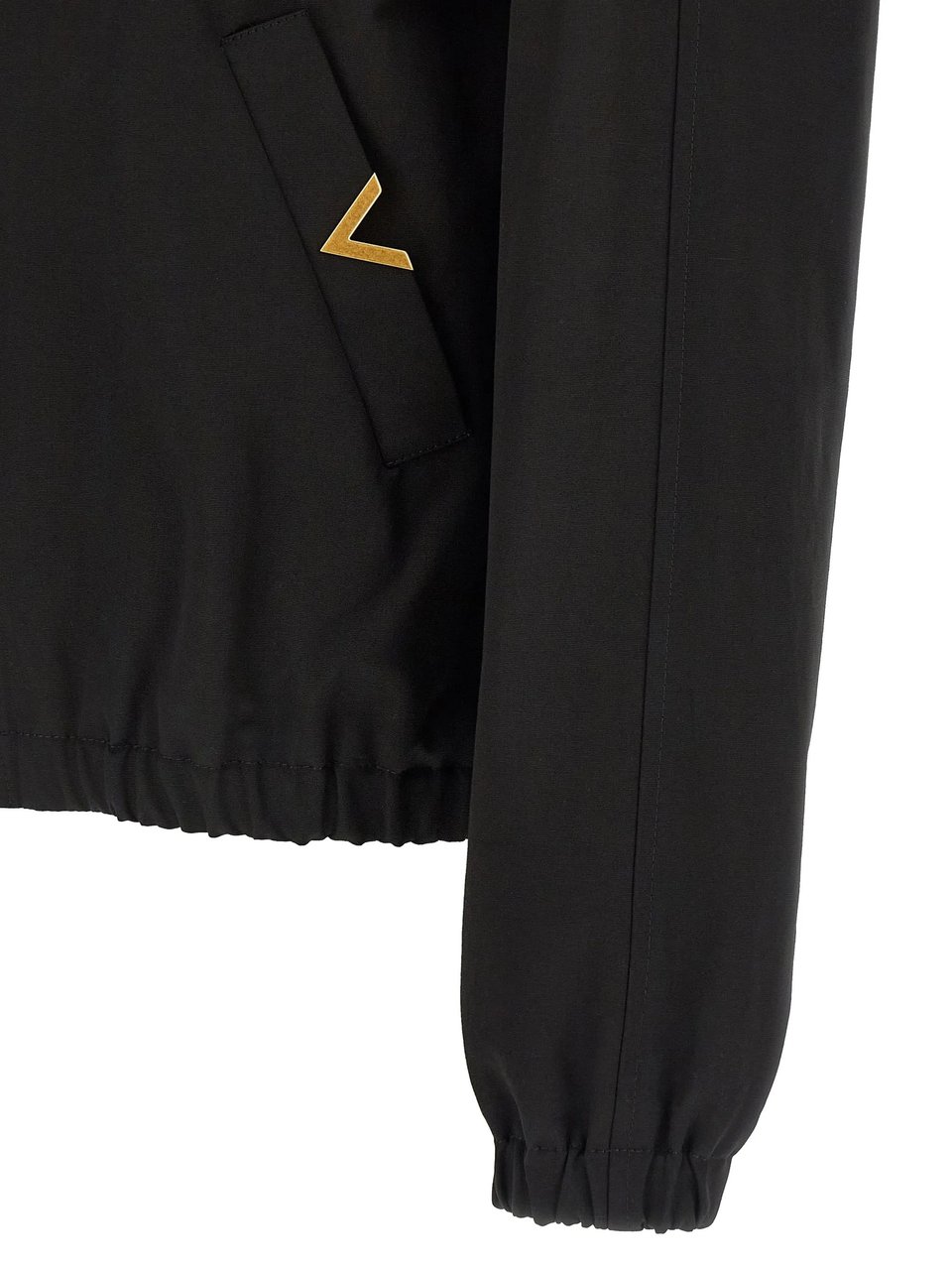 Valentino Black Vgold Cropped Cotton Jacket Zwart