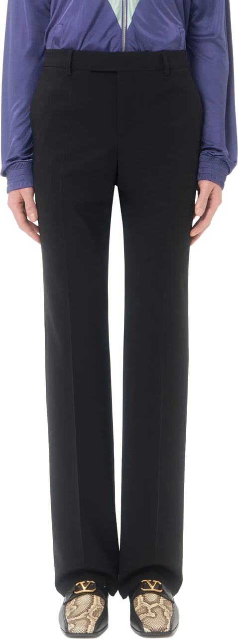 Valentino Black Formalwear Straight-Leg Wool Pants Zwart