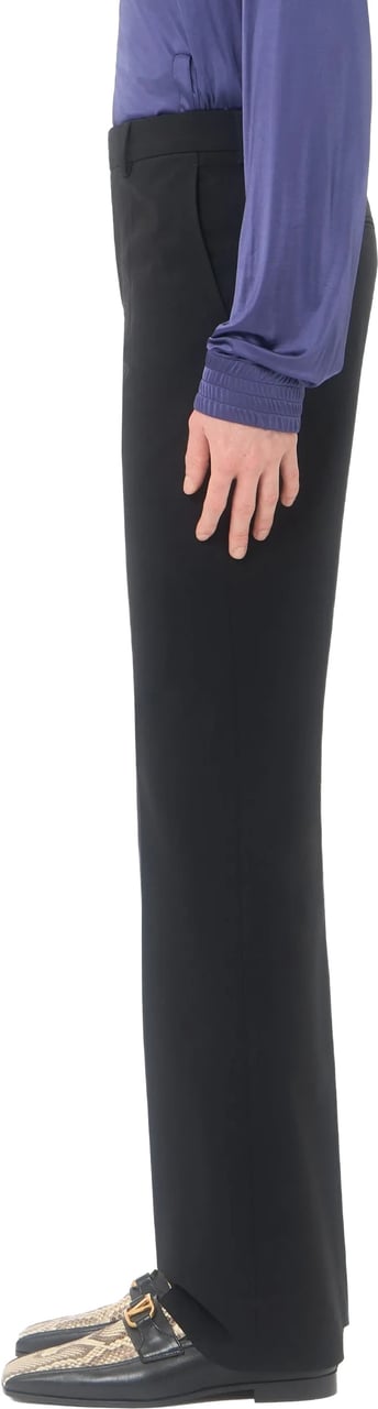 Valentino Black Formalwear Straight-Leg Wool Pants Zwart
