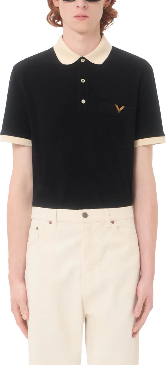 Valentino Polo Jersey Vgold Short-Sleeve Polo Zwart