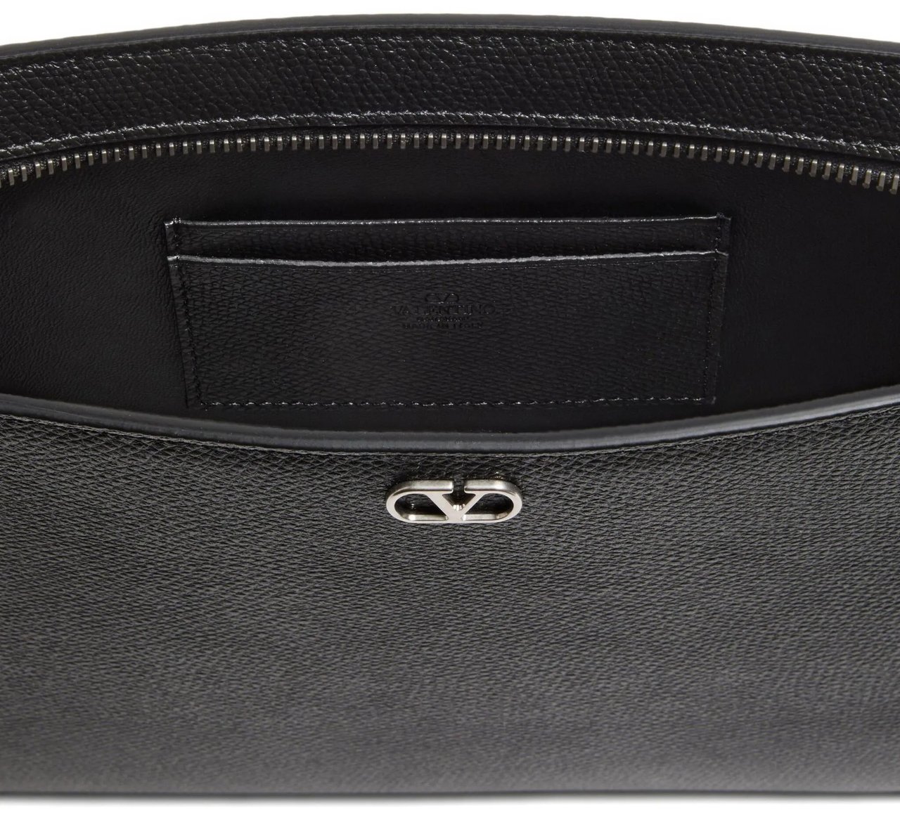 Valentino Black Pouch Vlogo Signature Leather Clutches Zwart