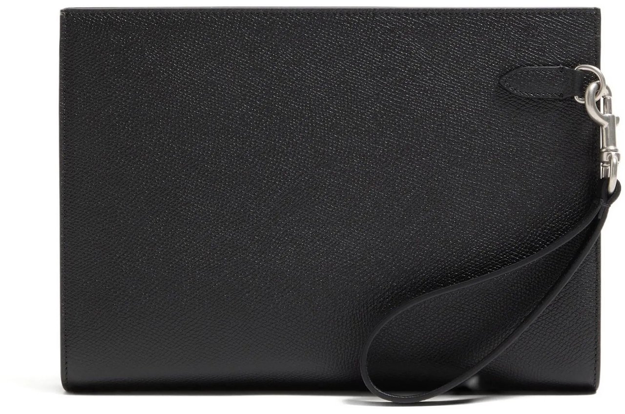 Valentino Black Pouch Vlogo Signature Leather Clutches Zwart