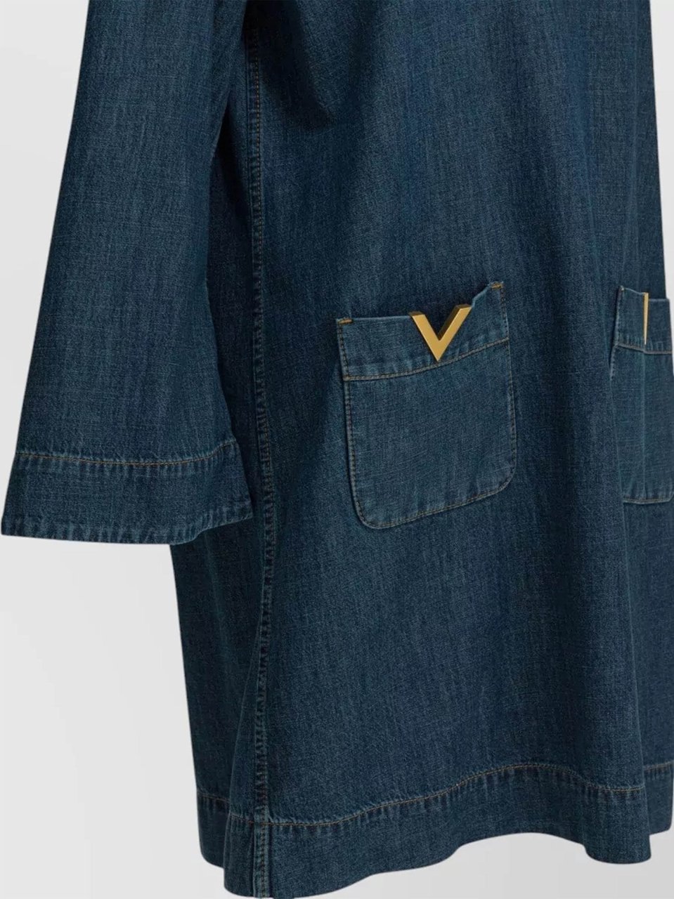 Valentino Indigo V-Notch Neckline Denim Tunic Dress Zwart