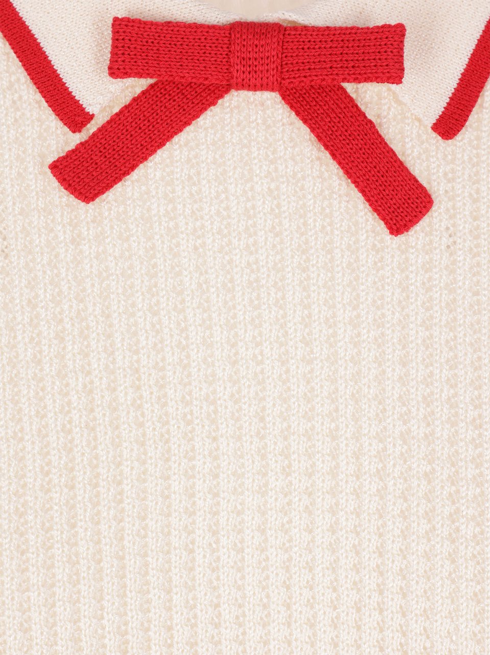 Valentino Ribbed Short-Sleeved Knit Bow Detail Top Neutraal