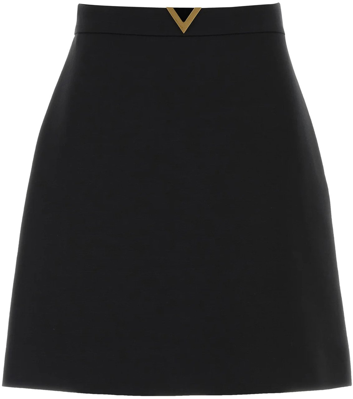 Valentino Black Structured A-line Cotton Mini Skirt Zwart