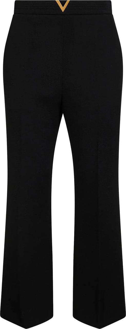 Valentino Black Tailored Wool V-Waistband Cropped Pants Zwart