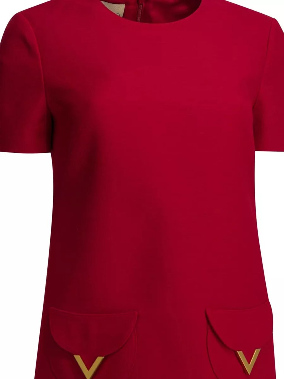 Valentino Red V-Gold Detail Flared Mini Dress Rood
