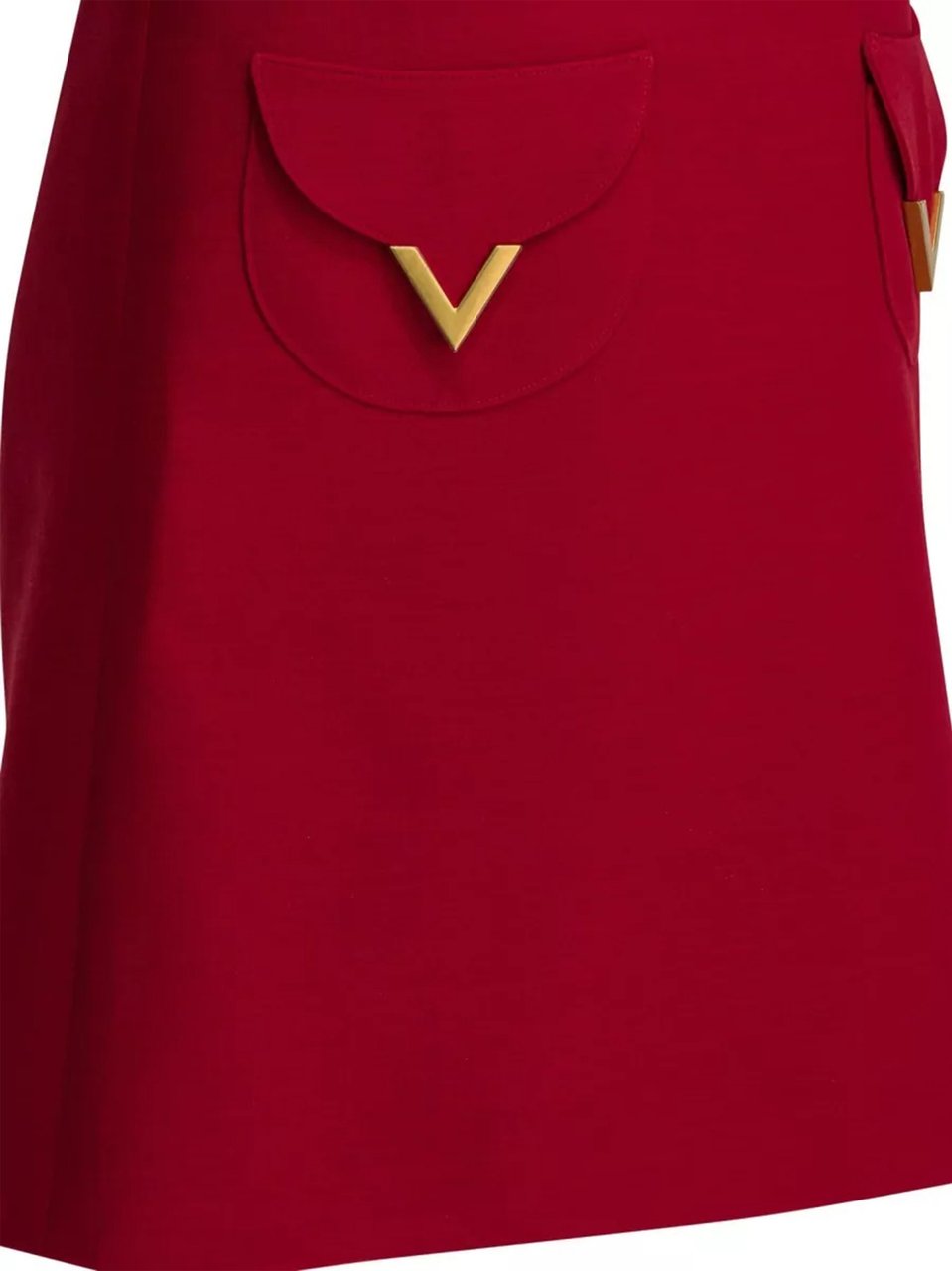Valentino Red V-Gold Detail Flared Mini Dress Rood