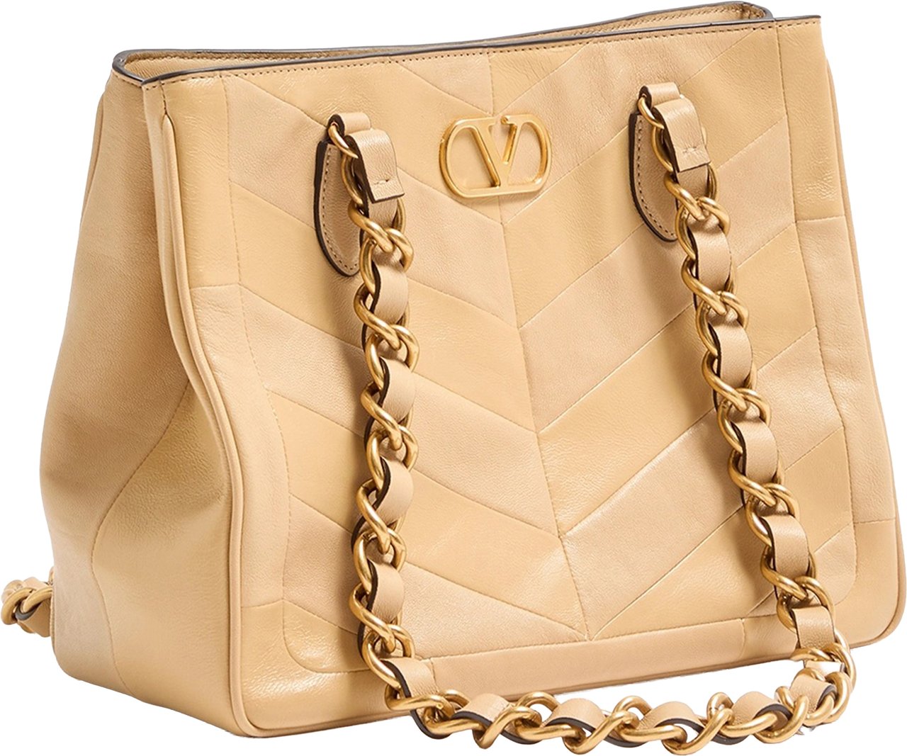 Valentino Black Laseine Chevron Quilted Nappa Tote Bruin